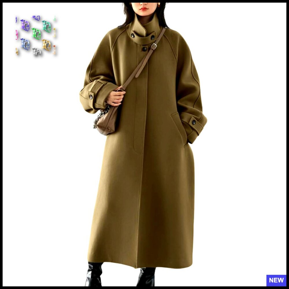 Wool Blend Overcoat Raglan Sleeve Business Chic Classic Winter Coat